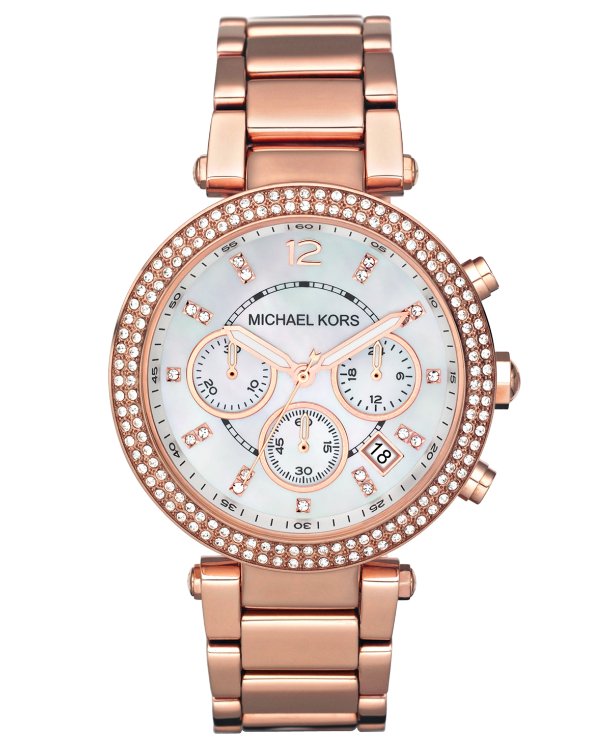 Michael Kors Women's Chronograph Parker Rose Gold-tone Stainless Steel Bracelet Watch 39mm Mk5491 In No Color