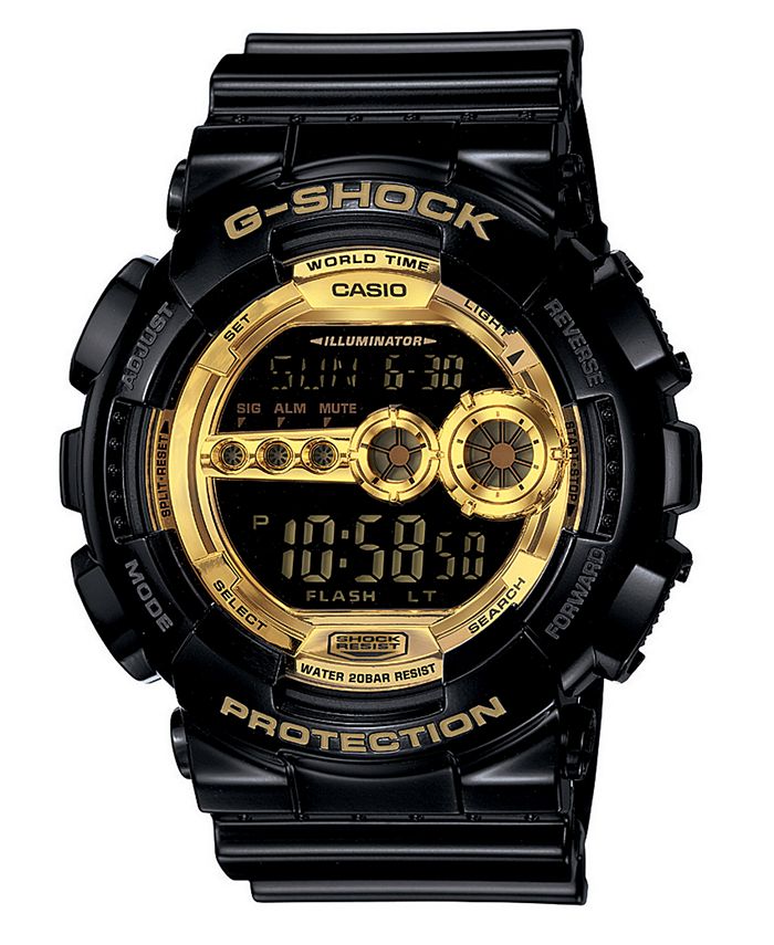 G Shock Men s Black and Gold Tone Resin Strap Watch 51.2mm Macy s
