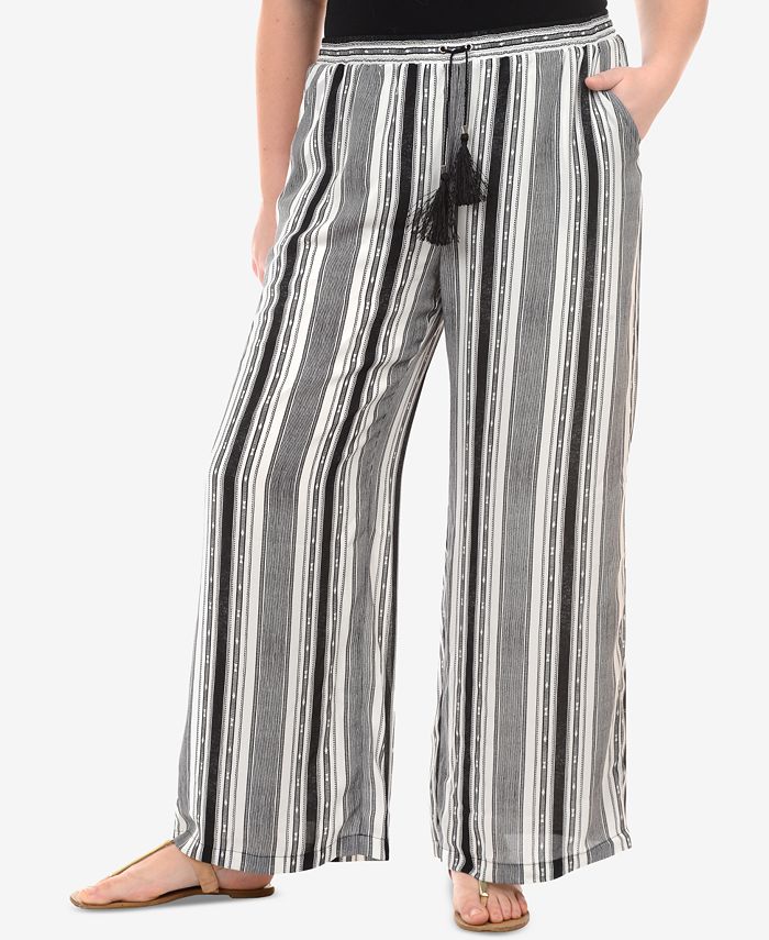 NY Collection Plus Size Striped Palazzo Pants - Macy's
