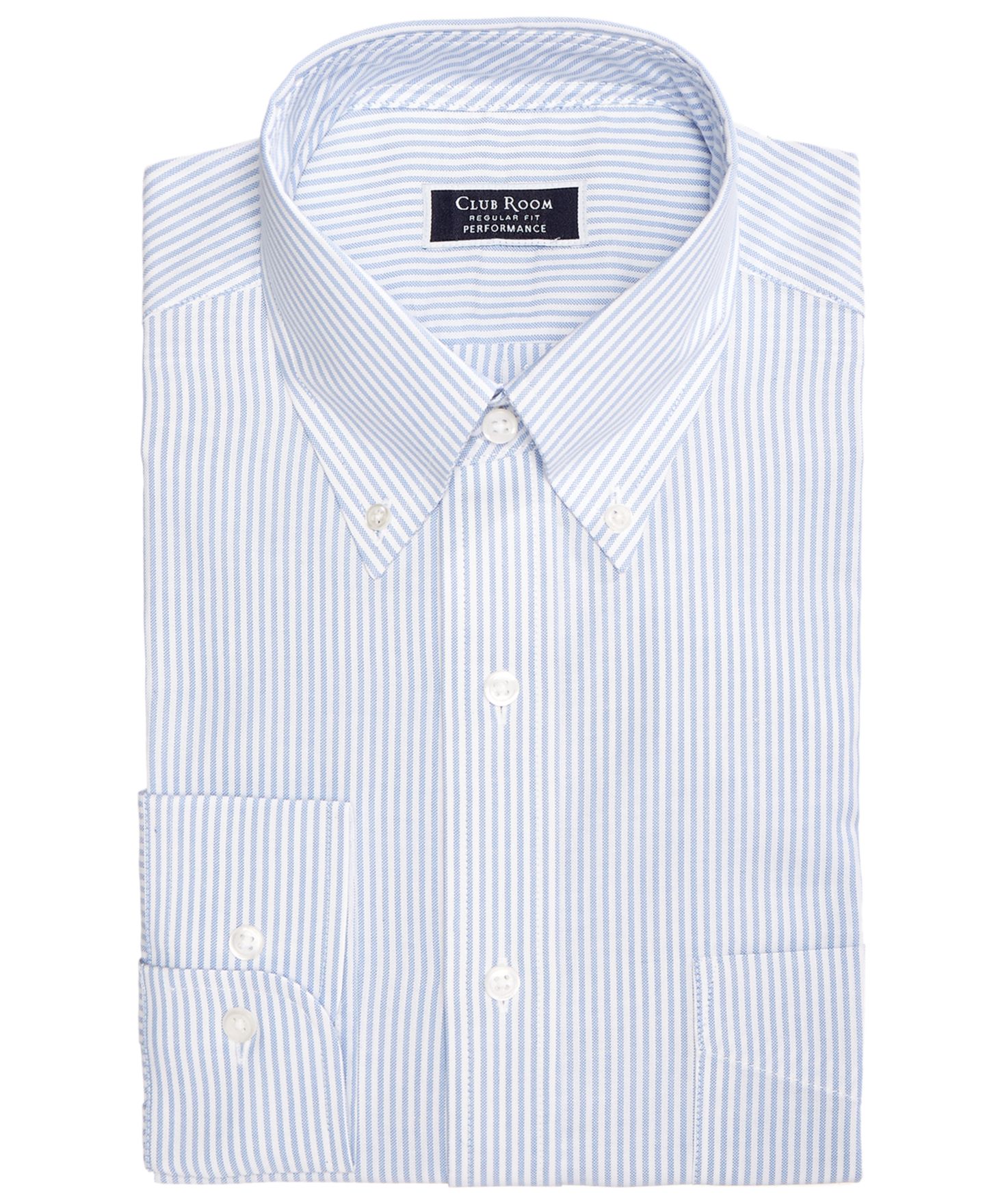 Мужская рубашка Club Room Regular Fit University Stripe Dress Shirt, цвет: Синий / Белый — фото 7
