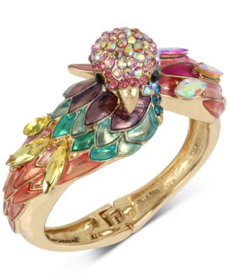 Betsey Johnson Gold-Tone Multi-Stone Parrot Bangle Bracelet & Reviews ...