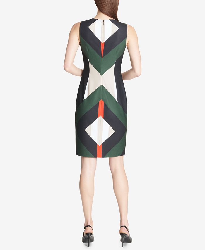 Calvin Klein Geometric-Print Scuba Dress - Macy's