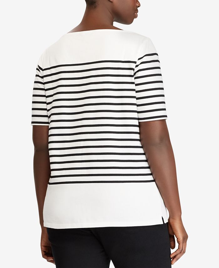 Lauren Ralph Lauren Plus Size Striped Cotton Top & Reviews Tops Plus Sizes Macy's