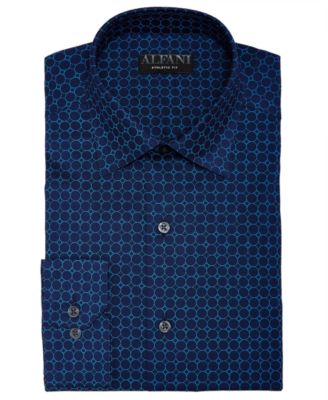 Alfani - Men's Alfa Tech Fitted Performance Stretch Circle Web Print Dress Shirt