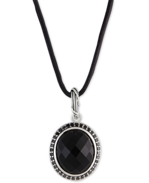 Peter Thomas Roth Onyx (8-5/8 Ct. T.w.) & Black Spinnel Leather Cord 20" Pendant Necklace In Sterling Silver