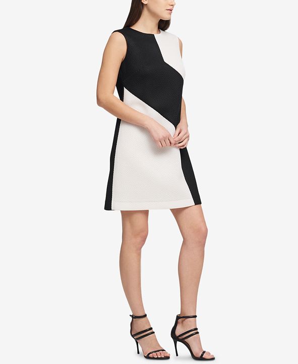DKNY Colorblocked Mesh Shift Dress, Created for Macy's & Reviews Dresses Women Macy's