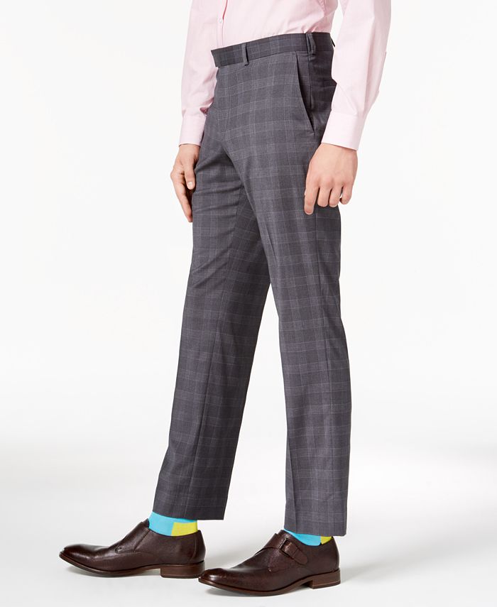 Nick Graham Men's Slim-Fit Stretch Medium Gray Plaid Suit & Reviews ...