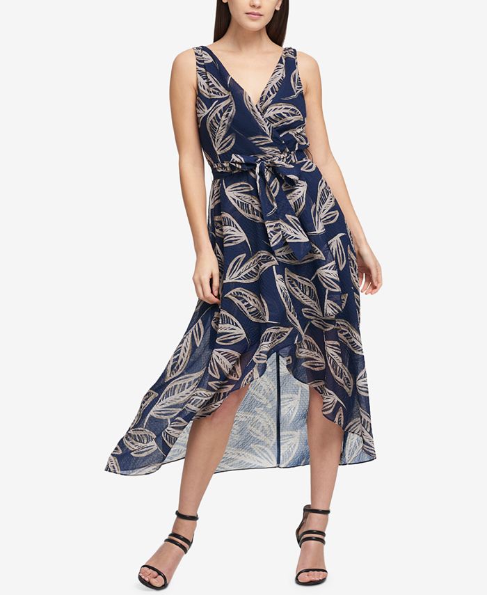 DKNY Textured Chiffon Wrap Dress, Created for Macy's - Macy's