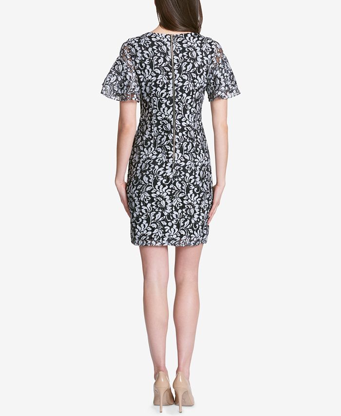 Tommy Hilfiger Womens Lace Sleeve A Line Dress White Size 8