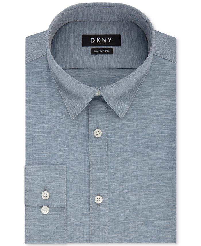 DKNY Men's Slim-Fit Performance Active Stretch Streak Solid Dress Shirt ...