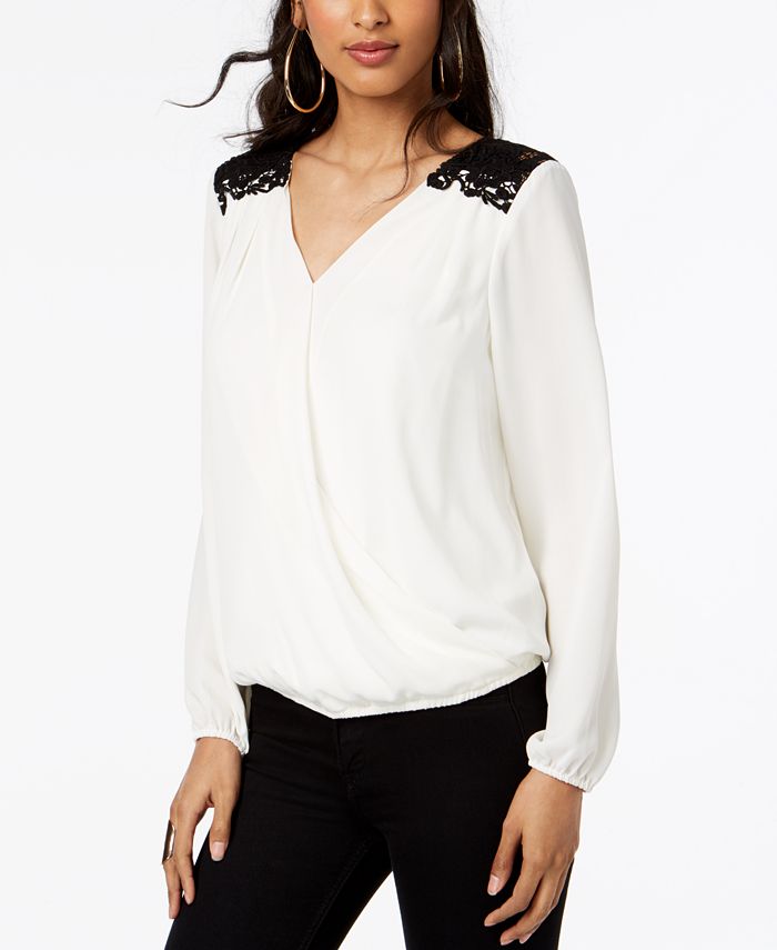 Thalia Sodi Lace Trim Surplice Top Created for Macy s Macy s