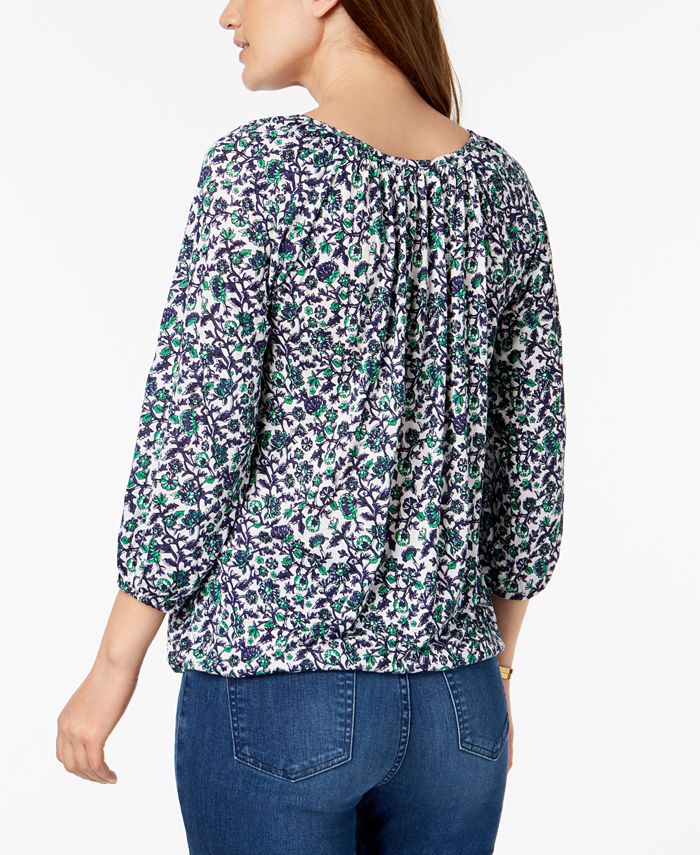 Michael Kors Printed Peasant Top Macy s