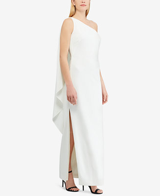 Lauren Ralph Lauren Crepe One-Shoulder Gown - Macy's