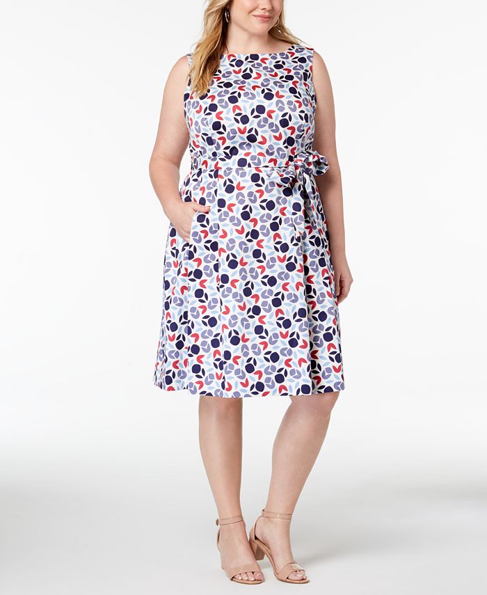 Anne Klein Plus Size Printed Fit & Flare Dress - Macy's