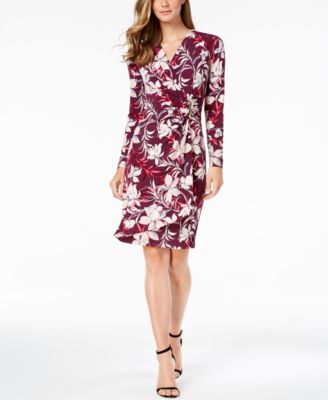 tropical print wrap dress