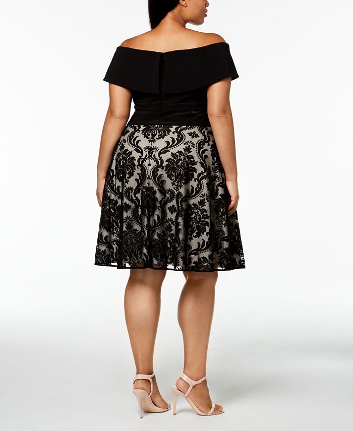 XSCAPE Plus Size Off-The-Shoulder A-Line Dress - Macy's