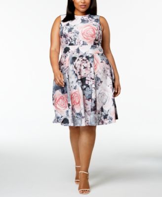 Calvin Klein - Plus Size Floral-Print A-Line Dress