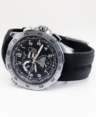 Hamilton Men's Swiss Chronograph Khaki Aviation Worldtimer Black