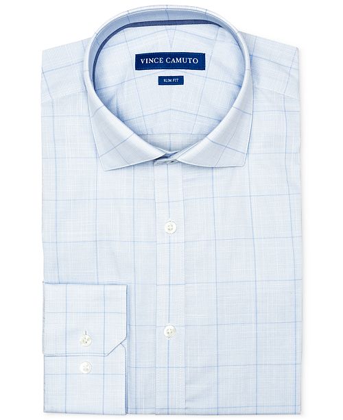 Vince Camuto Men S Slim Fit Comfort Stretch Topaz Blue Check