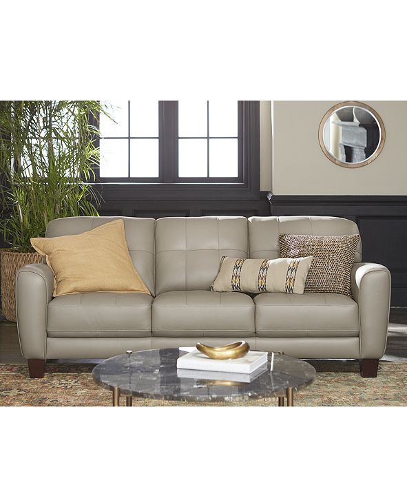 Furniture Kaleb Tufted Leather Sofa Collection, Created for Macy&#39;s & Reviews - Furniture - Macy&#39;s