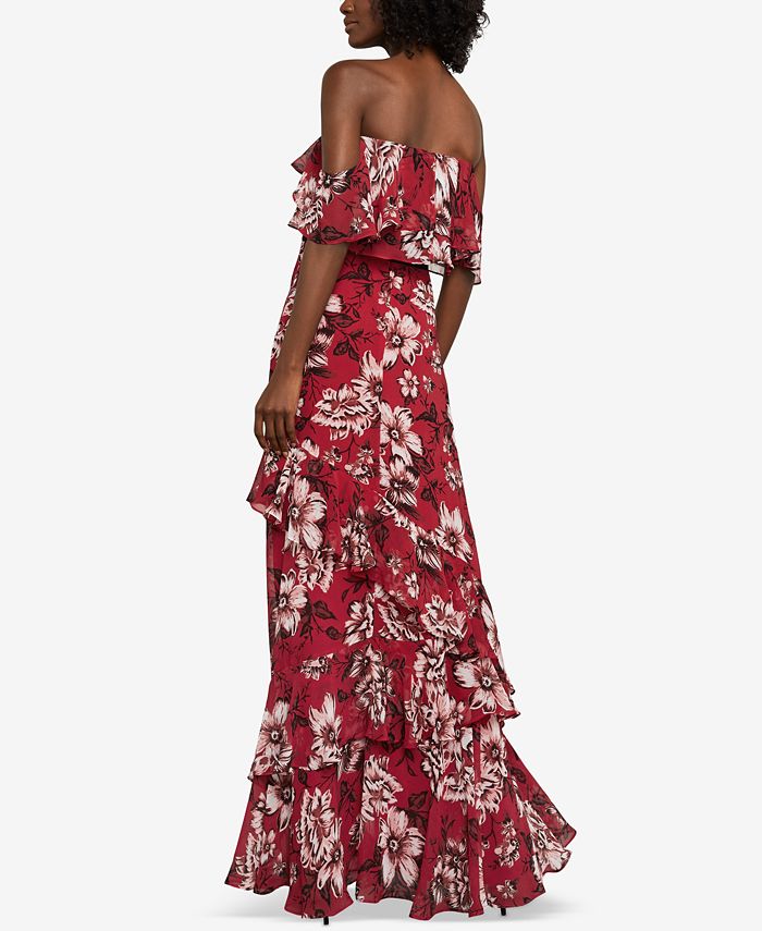 Bcbg off the best sale shoulder ruffle dress