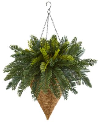 Nearly Natural Cycas Artificial Plant Hanging Basket - Macy's