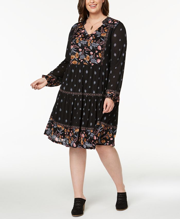 Style Co Plus Size Mixed Print Peasant Dress Created for Macy s