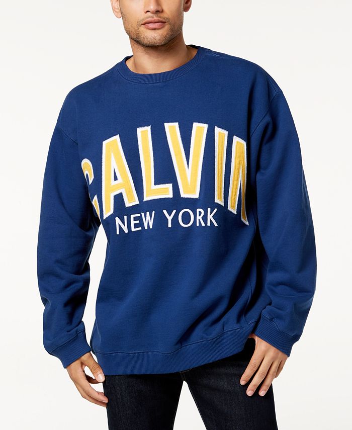 Calvin Klein Jeans Men's Varsity-Style Logo Sweatshirt - Macy's
