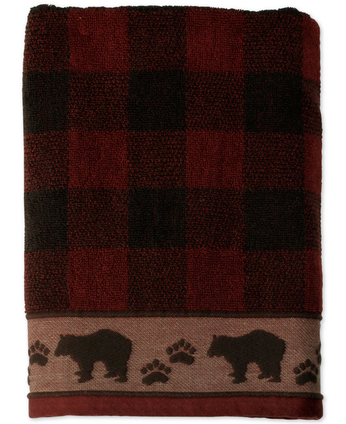 Saturday Knight Sundance Cotton Plaid Jacquard Bath Towel - Red