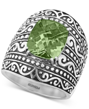 image of Effy Green Quartz Scrollwork Statement Ring (5-3/8 ct. t.w.) in Sterling Silver