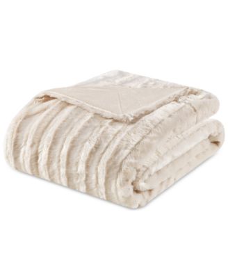 Duke Ribbed Faux-Fur Throw, 50" x 60"