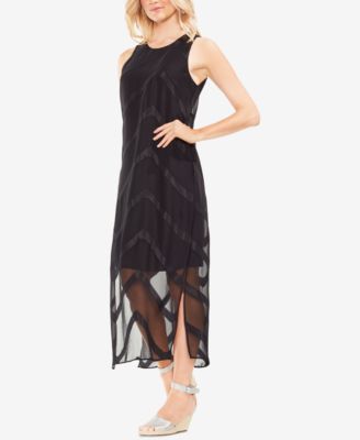 Vince Camuto - Sheer Chevron-Overlay Maxi Dress