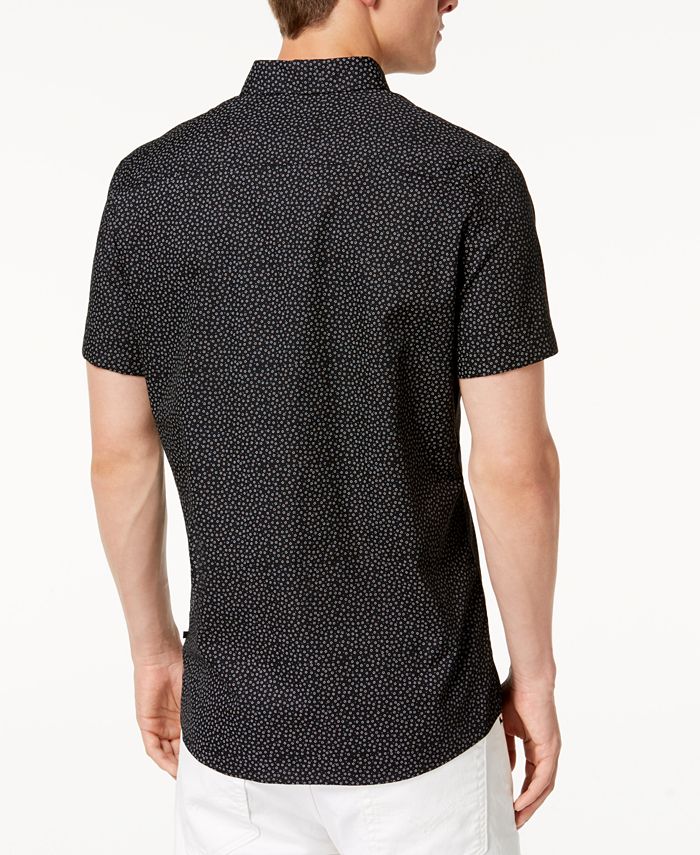 Calvin Klein Men's Floral Regular Fit Dot-Print Shirt - Macy's