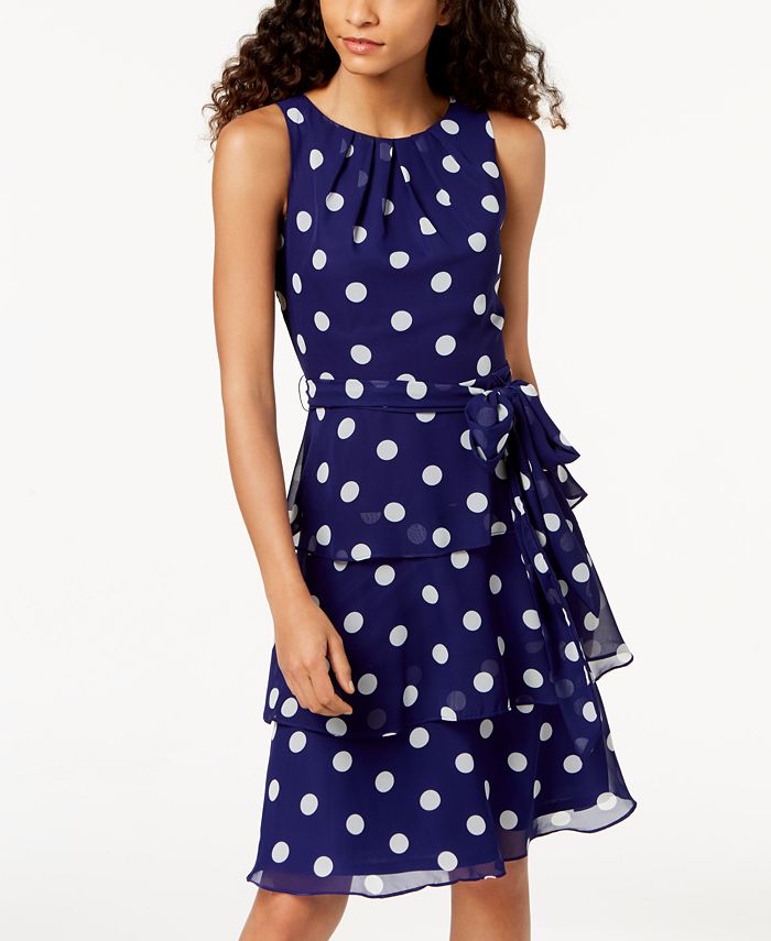 Jessica Howard Petite Tiered PolkaDot Dress Macy's