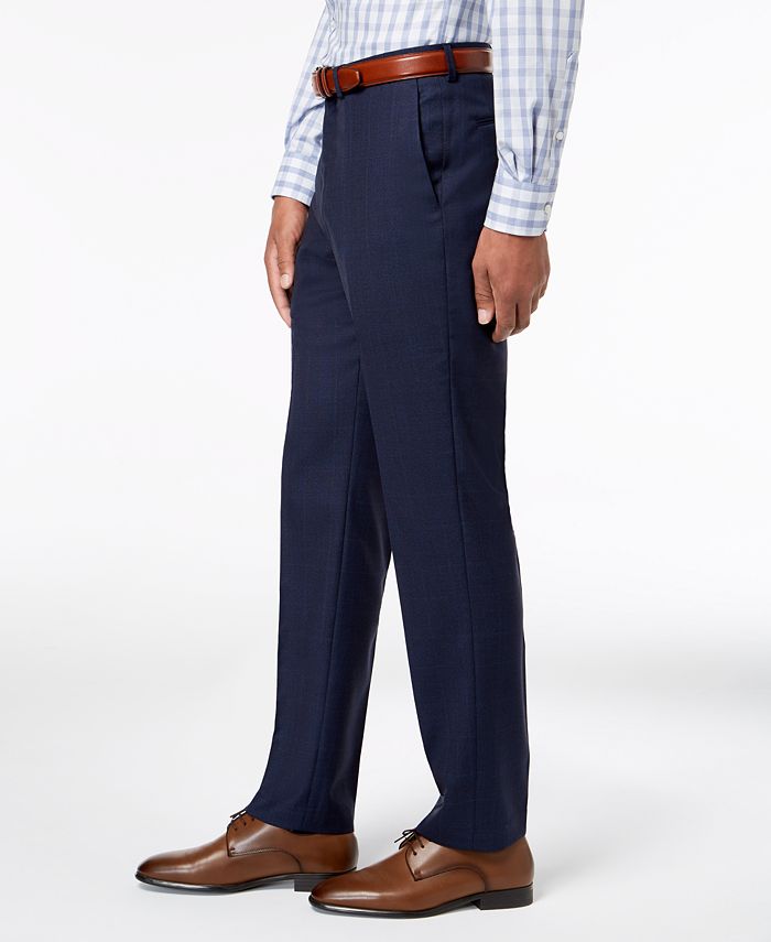 DKNY Men's Slim-Fit Blue Windowpane Suit Pants & Reviews - Pants - Men ...