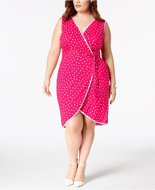 Love Squared Trendy Plus Size Polka Dot Wrap Dress Reviews