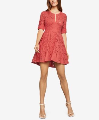 BCBGMAXAZRIA - Cotton Eyelet Embroidered Dress