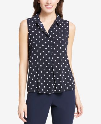 Tommy Hilfiger Dot-Print Collared Shell - Macy's