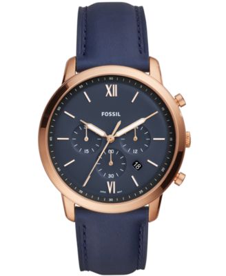 mens blue leather watch