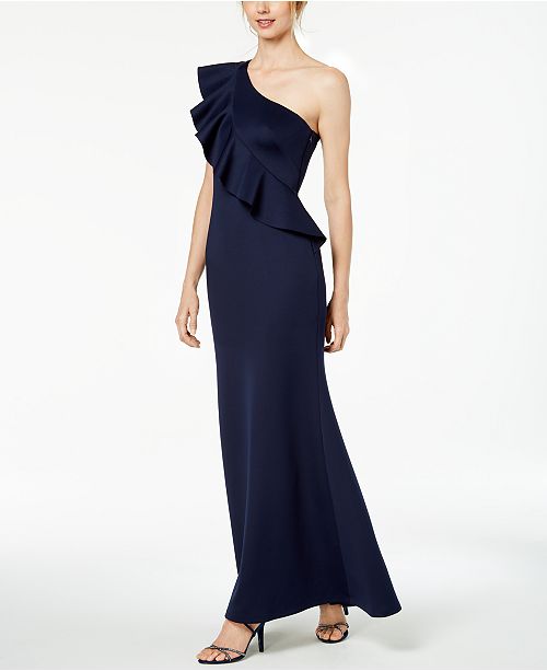 Jessica Howard Ruffled OneShoulder Gown & Reviews Dresses Women