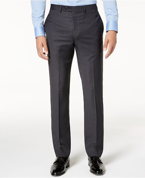 Calvin Klein Men's Slim-Fit Gray/Blue Plaid Suit Pants & Reviews ...