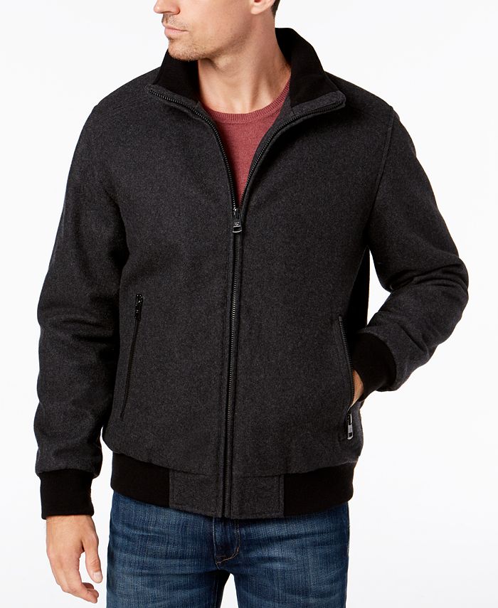 Calvin Klein Men's Full-Zip Wool Bomber Jacket & Reviews - Coats & Jackets  - Men - Macy's