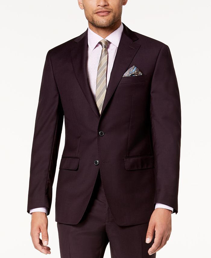 Tallia Men's Slim-Fit Stretch Burgundy Sharkskin Suit - Macy's