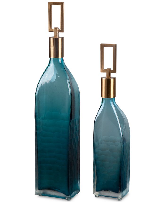 Uttermost - Annabella Teal Glass Bottles, Set of 2