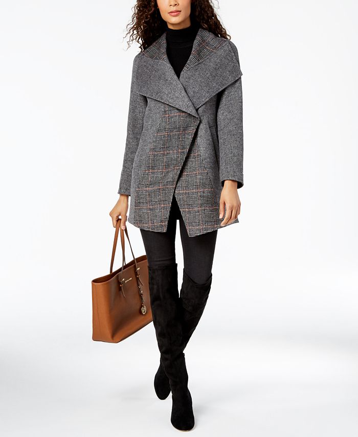 T Tahari Asymmetrical Oversize-Collar Coat - Macy's