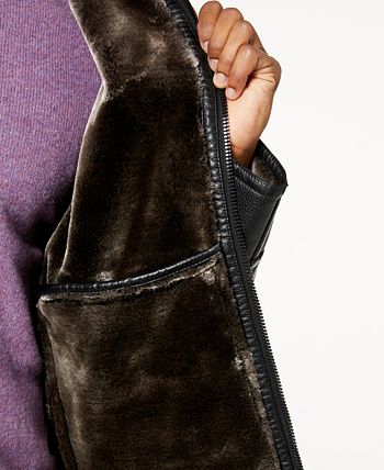 Calvin Klein Men s Faux Shearling Lined Leather Moto Jacket Macy s