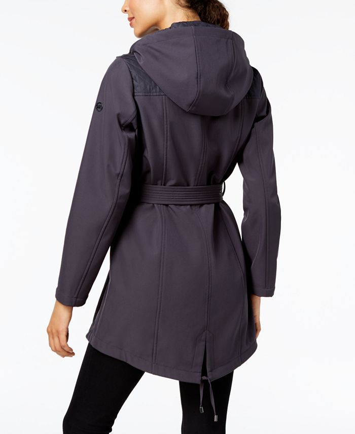 Michael Kors Belted Quilt-Patch Raincoat - Macy's