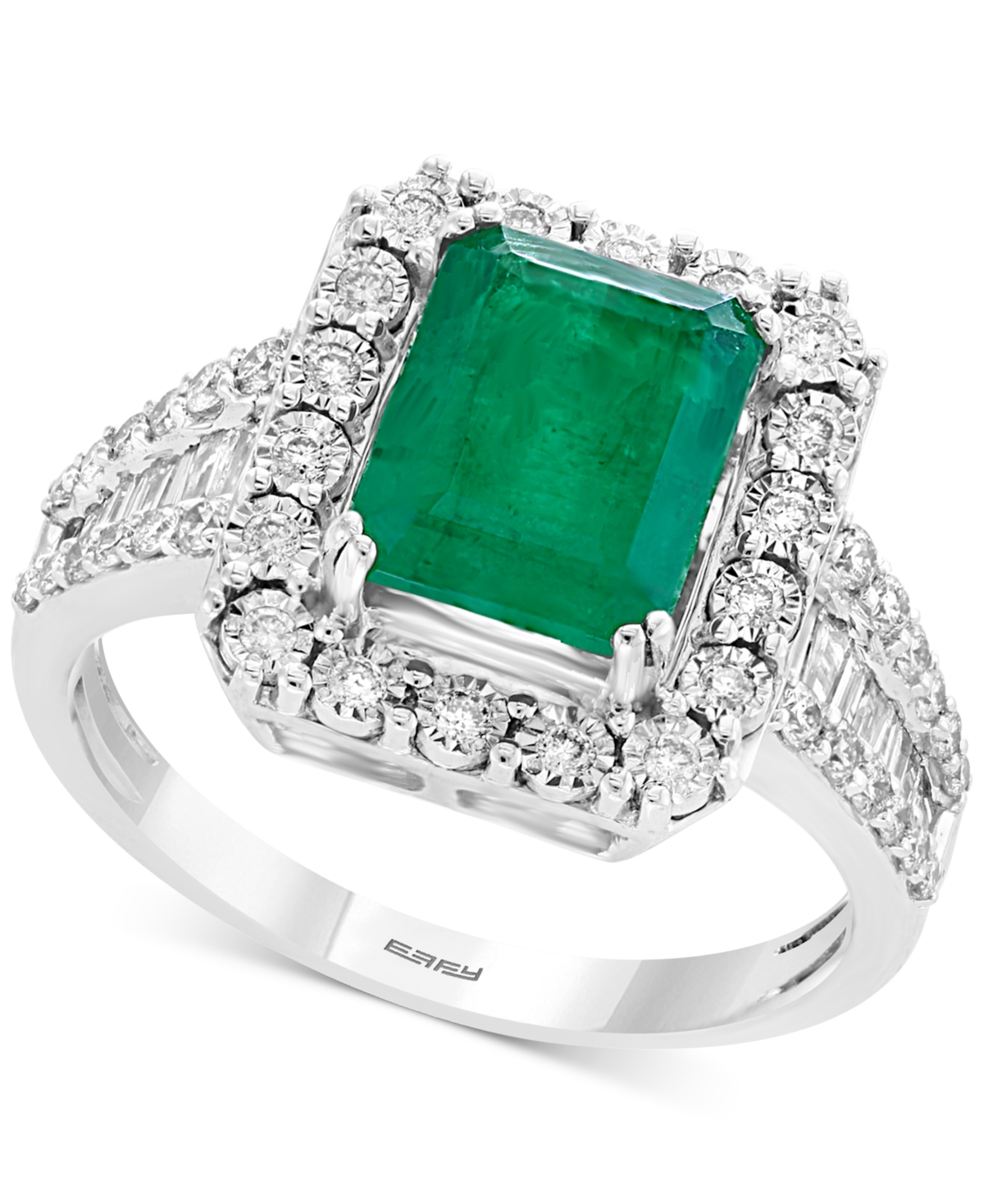 Effy Collection Brasilica By Effy Emerald (2-1/5 Ct. T.w.) & Diamond (1/2 Ct. T.w.) Ring In 14k White Gold & 14k Yel In Emerald,white Gold