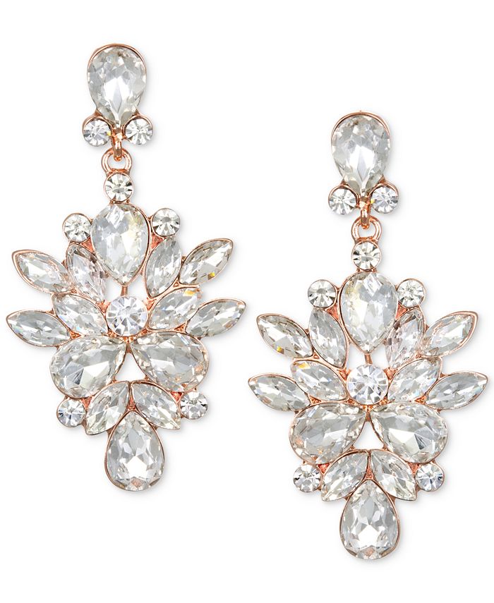 Jewel Badgley Mischka Rose Gold-Tone Crystal Chandelier Earrings - Macy's