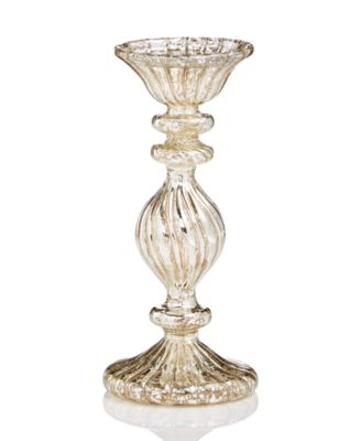 Martha Stewart Collection - Glass Antique Silver Candle Holder